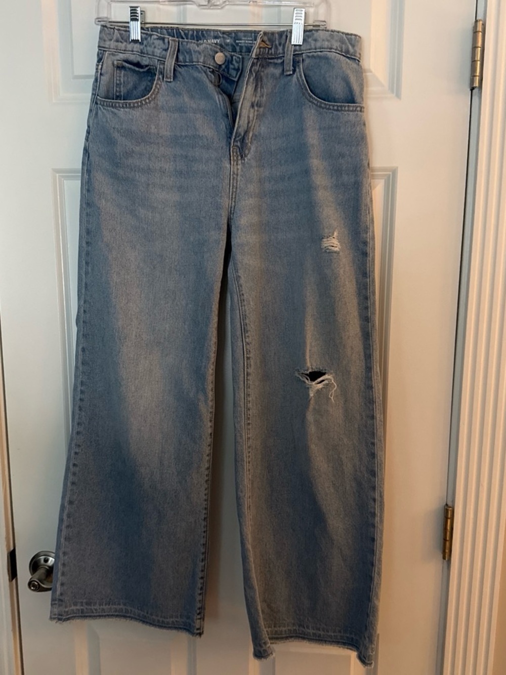 Wide Leg Distressed Women’s Jeans - Light Blue’s